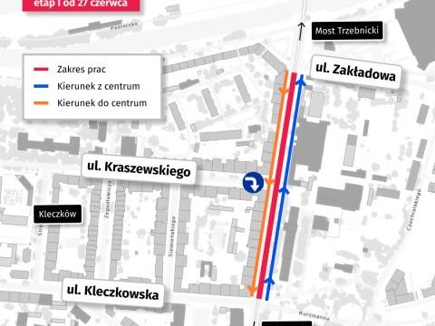 Przebudowy torowiska na ul. Trzebnickiej we Wrocławiu