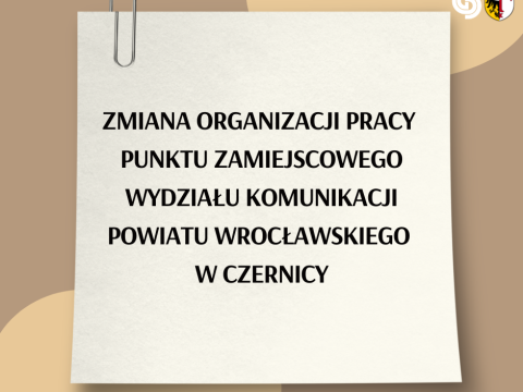 Zmiana organizacji pracy Wydziału Komunikacji oraz Punktów Zamiejscowych w dniu 8 października 2026 r.