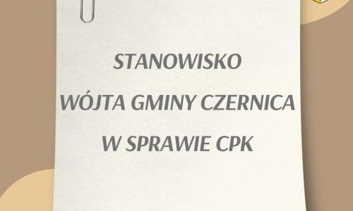 Stanowisko Wójta Gminy Czernica w sprawie CPK